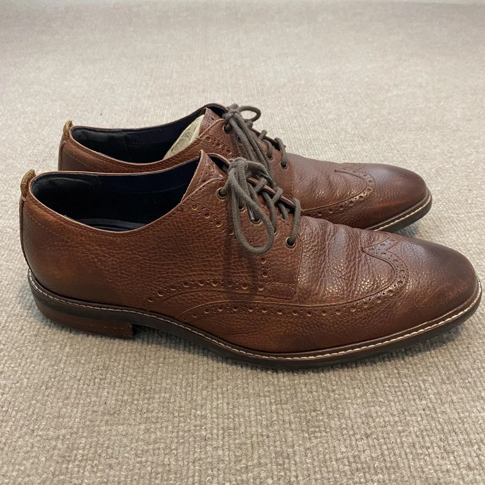 Cole Haan Grand.OS Shoes Mens Size 12 M Brown Leather Wingtip Brogue C27089